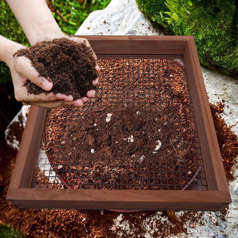 Деревянное сито для камней Многофункциональное ручное садовое сито Многоразовые садовые принадлежности Ручное сито для песка, листьев, камней большой емкости CN