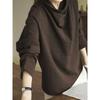Dames Effen Kleur Lange Mouwen T-shirt Casual Losse Pasvorm Gedrapeerde Nek Top