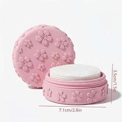 Caja de Almacenamiento de Algodón para Maquillaje Impresa en 3D Flor de Cerezo Tarro de Almacenamiento Estampado a Prueba de Polvo con Tapa para Organizador de Tocador de Baño para Niñas Mujeres