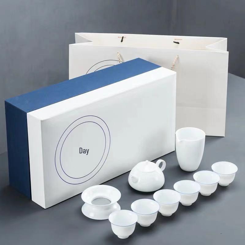 Элегантный Белый Фарфоровый Чайник и Набор Чашек - Подарочная Коробка для Чайной Церемонии Кунг-Фу Default Option