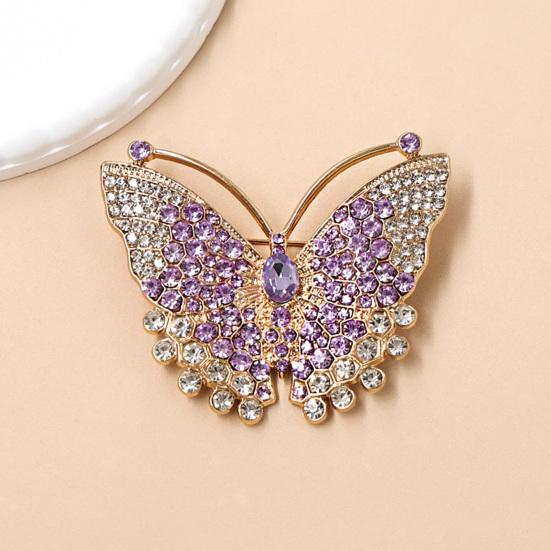 Butterfly Brooch Pin, 3D Design with Sparkling Rhinestones, Non-fading Strong Buckle Badge for Coats Shirts Bags Accessories Lightweight Pin