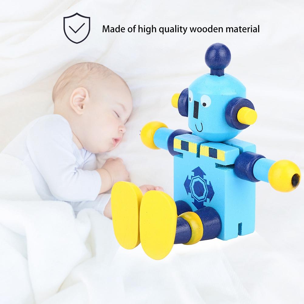 Personality Cute Wooden Robot Toys Learning & Educational Toys for Kids Children (Red)