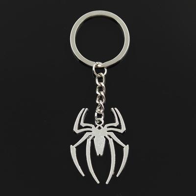 Mode 30mm Schlüsselanhänger Metall Schlüsselanhänger Schlüsselanhänger Schmuck Antik Silber Farbe plattiert Spinne Halloween 38x29mm Anhänger