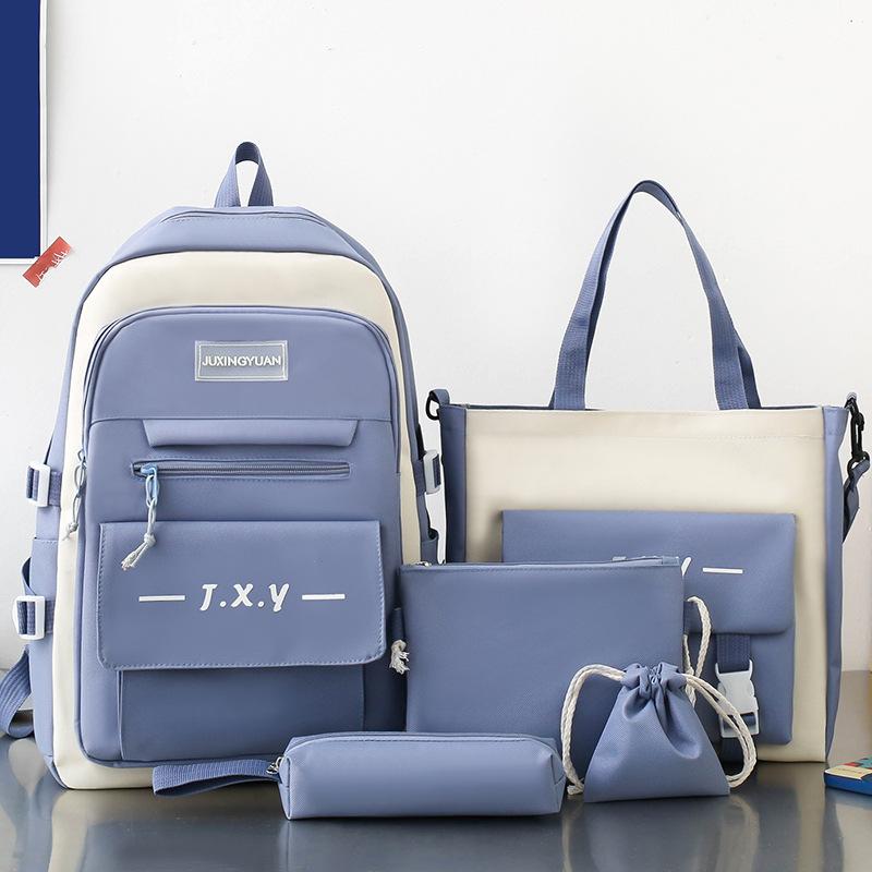 Primary School Boys Five Piece Set Junior High School Students High School Students Backpack Female College Students Backpack
