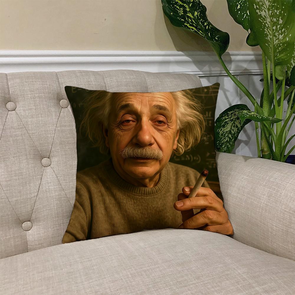 A-Albert E-E-EINSTEIN Cushion Cover Square Sofa Cushion Cover Casual Skin-Friendly Comfortable Pillow Cover