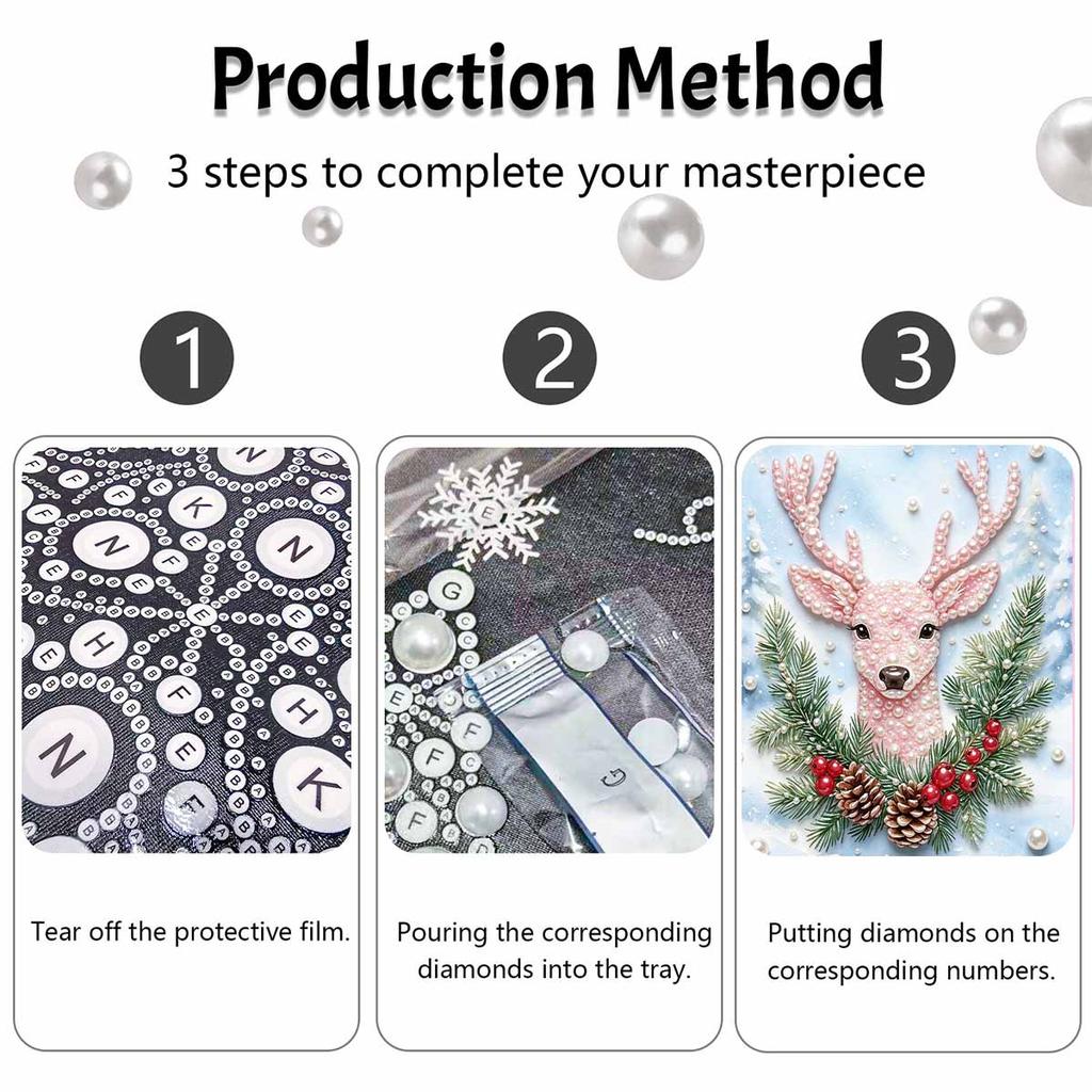 Christmas Reindeer Pearl Painting Kit Handmade DIY Home Decoration Painting