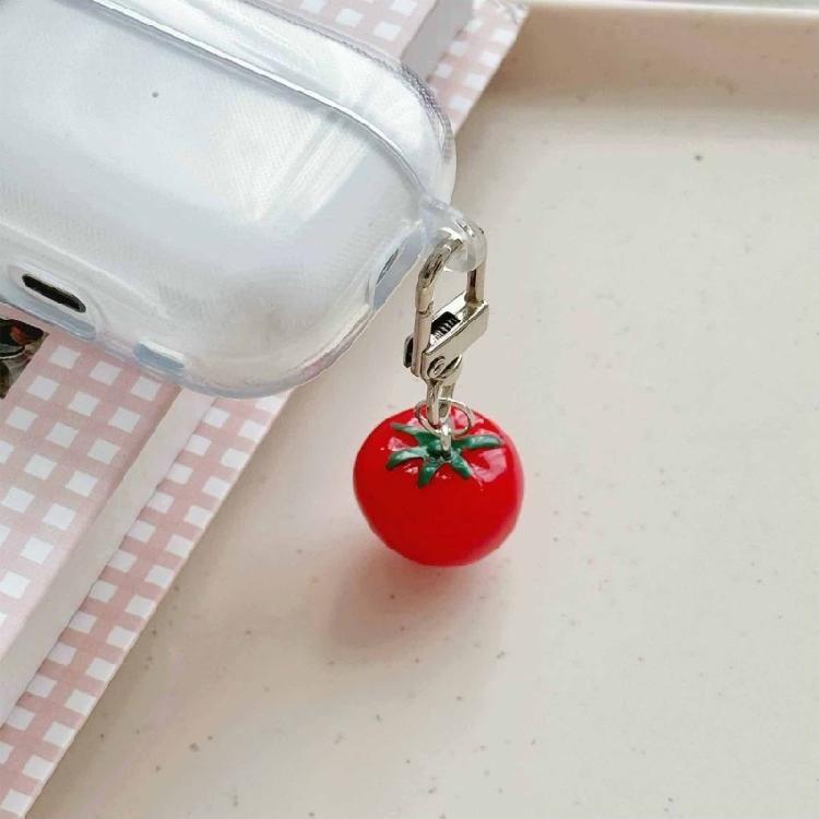 Novelty Tomato with Leaf Girl Keychain Charm Pendant Accessory for School Travel and Everyday Styles Daily Casual Use