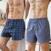 Men's High Waist Cotton Boxer Shorts - Loose Fit Sleep & Home Pants, Plus Size, Lightweight Four-Corner Design