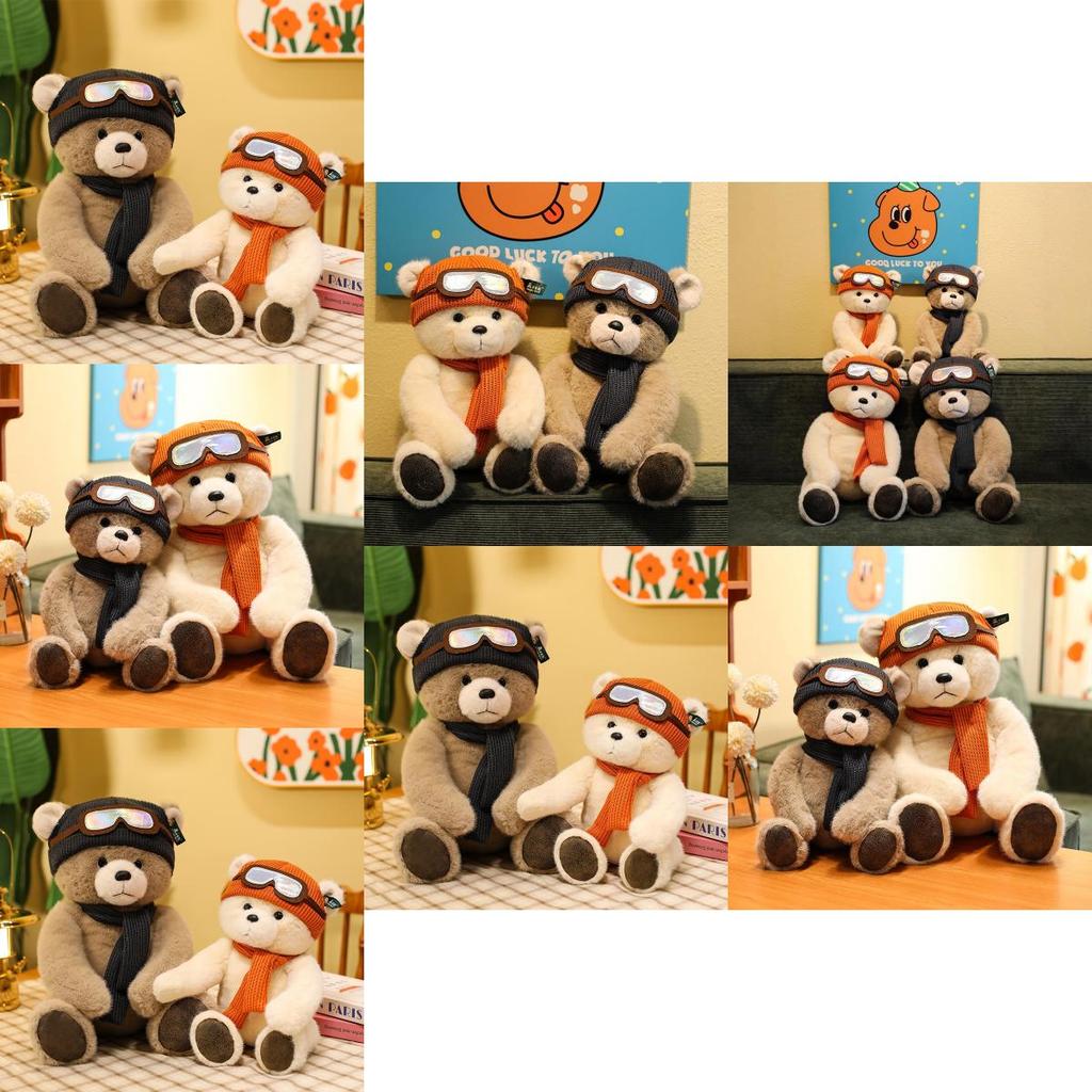 Teddy Bear Plush Toy With Hat And Scarf Design For Holiday Gift And Home Decor