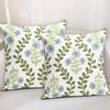 Set of 2 Embroidered Decorative Throw Pillow Covers Couch Square Pillowcases Cushion for Bedroom Sofa Farmhouse Decor 18x18 Inch (Blue Floral)