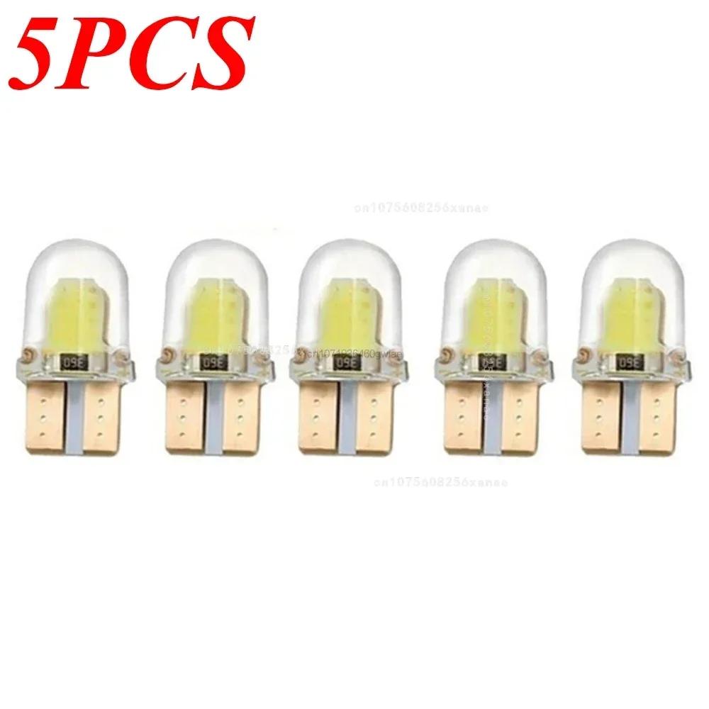 5/40PCS Light Bulbs LED W5W T10 COB 4SMD Led Parking Bulb Auto Wedge Clearance Lamp Canbus Silica Bright White License Amagi