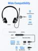 RIYO H361 Stereo Headset with Microphone, 3.5mm Type-C USB Connection, Noise Cancelling, Ambidextrous, Mute Function, Handheld Controller, Binaural