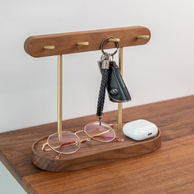 Walnut Storage Holders Bedroom Dressing Table Jewelry Storage Rack Entrance Hall Key Organize Shelf Interior Desktop Storage
