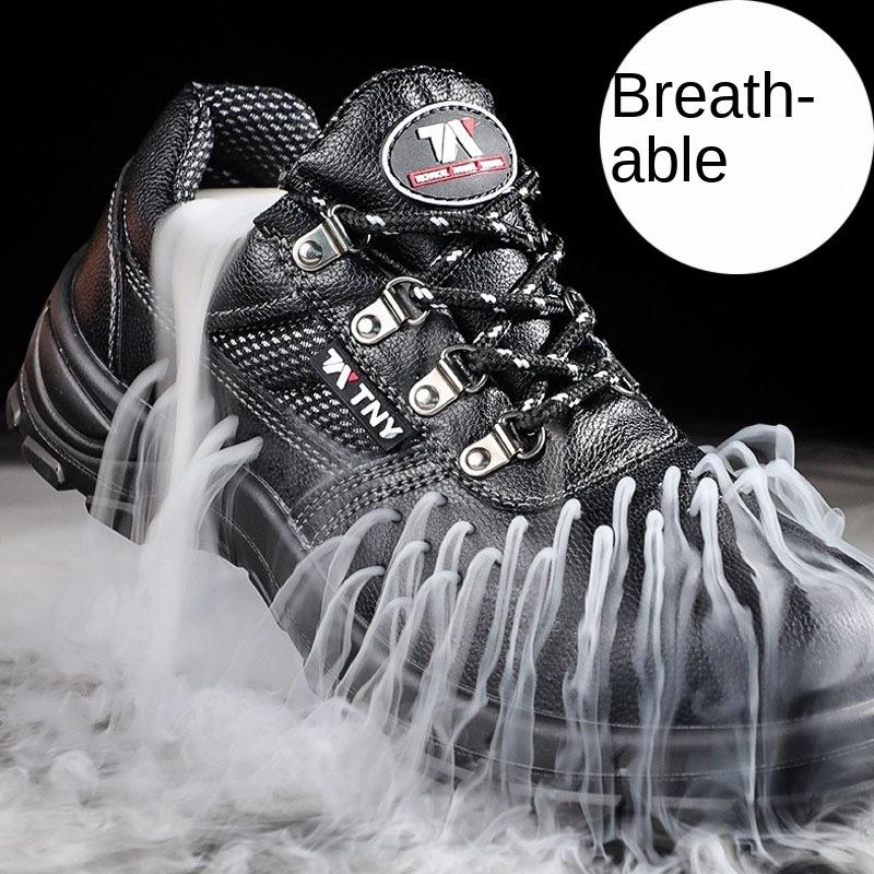 Wasserdichte Arbeitsversicherungsschuhe für Herren, verschleißfest und atmungsaktiv, Sicherheitsschuhe mit Stahlsackkopf, Anti-Smashing- und Anti-Piercing-Arbeitsschuhe