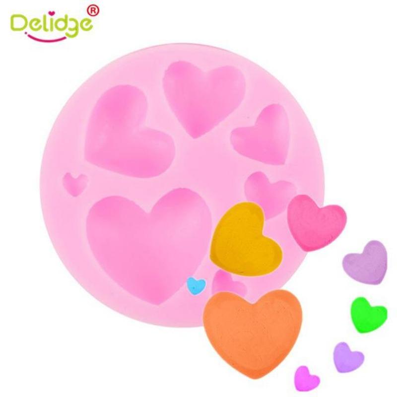 Loving Heart Shape Silicone Fondant Mold DIY Colorful Sweet Heart Candy Paste Cake Decorating Tool
