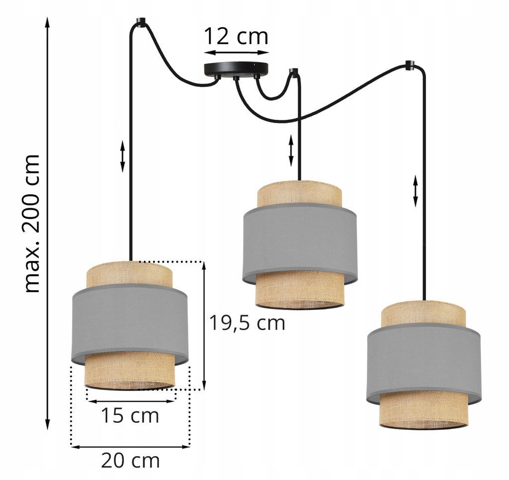 Hanging Lamp, Ceiling Chandelier, Lampshade, Boho Juta