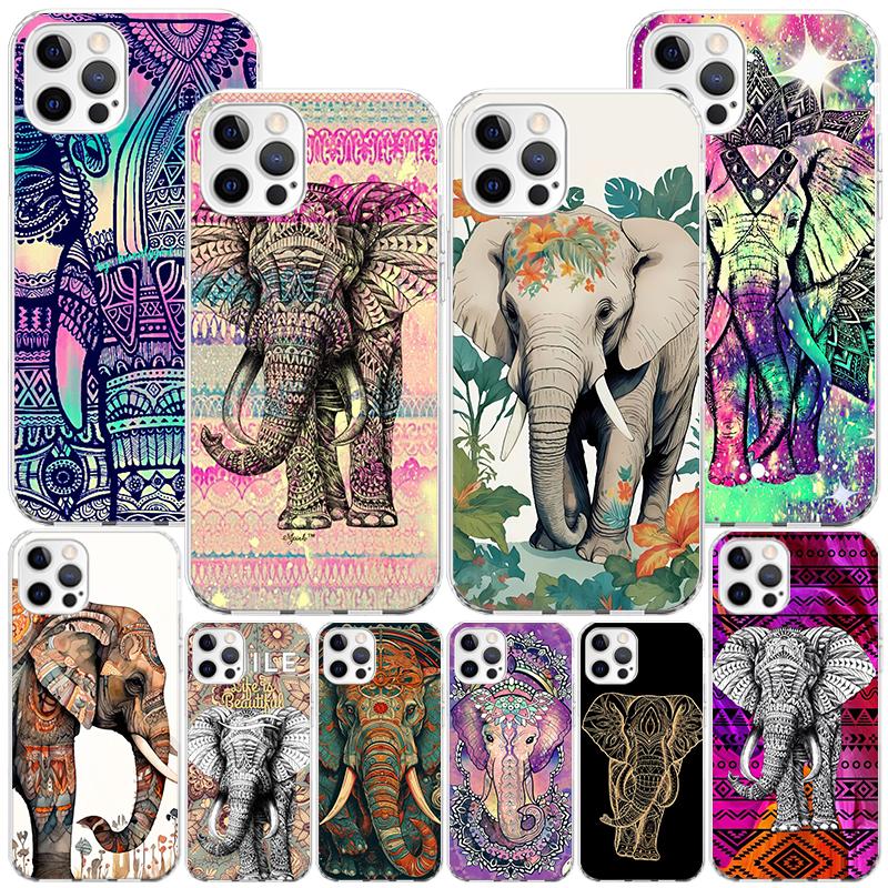 Elephant Mandala Aztec Phnoe Case for Iphone 17 Air 16 16E 11 12 13 Mini 14 Plus 15 Pro Max 7 8 + SE 2020 Phone Cover Coque
