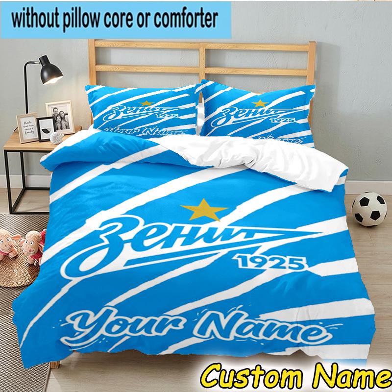 Custom Name Zenit Football Bedding Set 3PCS Duvet Cover Closure Includes 1 Duvet Cover & 2 Pillowcases for All Seasons Bedroom Decor