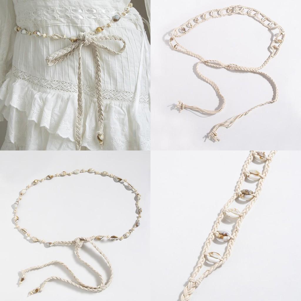 Bohemian Ethnic Style Waist Rope Handcrafted Woven Fabric Relaxed Fit For Summer Holidays