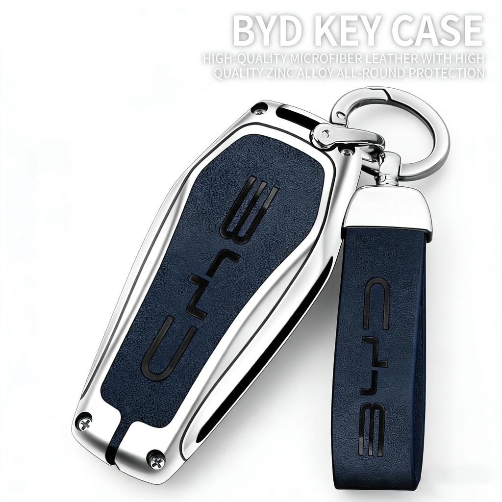 Zinc Alloy Car Key Protective Cover Box, Suitable for BYD Qin Plusdmi Atto 3 Han EV Dolphin Car Keychain Interior Accessories