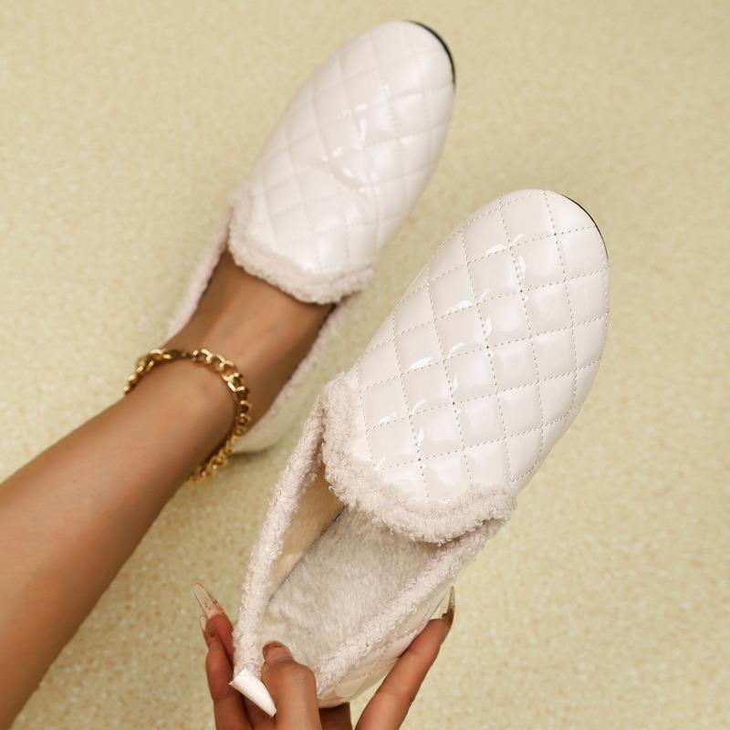 

Осень и зима новая бархатная теплая неглубокая шапка-бини обувь женская ленивая на одном педале плоская женская обувь 42 белый