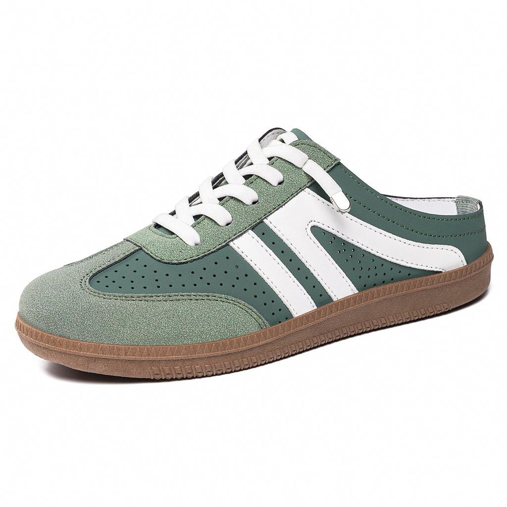 Women Retro Color Block Slip On German Trainer Mule Slippers, Breathable Soft Sole Versatile Casual Summer Walking Shoes