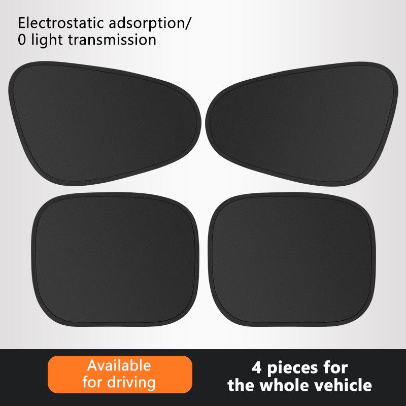 SEAMETAL 4PCS Car Sun Shade Curtain Cover Electrostatic Abosortion Car Side Window Sunshade UV Protector Summer