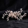 Baroque Metal Leaves Bridal Pearls Hair Comb Elegant Wedding Hairstyle Ornament for Bride Wedding Ceremony Banquet Formal Party