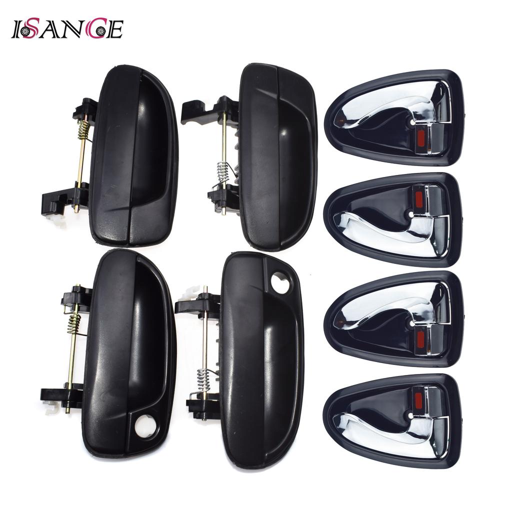 8pcs For Hyundai Accent 1.5L 1.6L 2000-2006 Outside & Ide Door Handle Front Rear Left Right Driver Passenger Black / Chrome