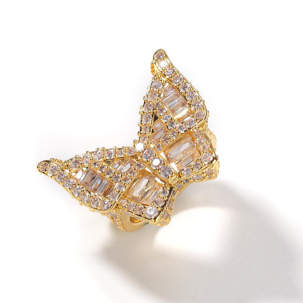 

THE BLING KING Men Hiphop Ring Baguettecz Cluster Square Cut Large Butterfly Shape Cubic Zirconia Gold Color Party Ring Jewelry 10 золотий