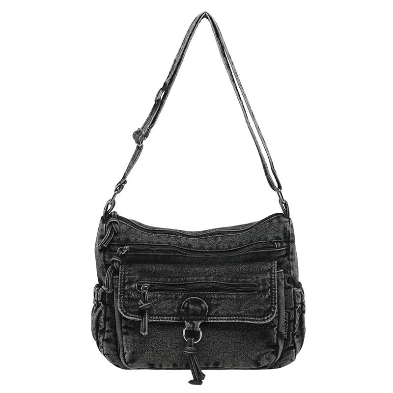 

Fashi Denim Super Popular Niche Solid Sewing Shoulder Bags for Women 2026 High Quality Single Sweet Versatile Crossbody Bags чёрный