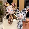 Lace Leopard Print Cat Plush Pendant Adorable Cartoon Design With Soft Tail Backpack Hanging Keychain for Kids Daily Use Small Gift