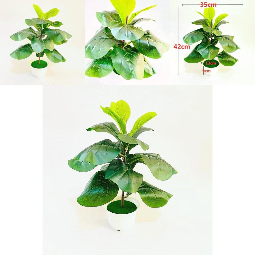 Ficus Pandurata Hance Faux Greenery With Realistic Leaves For Office And Living Room