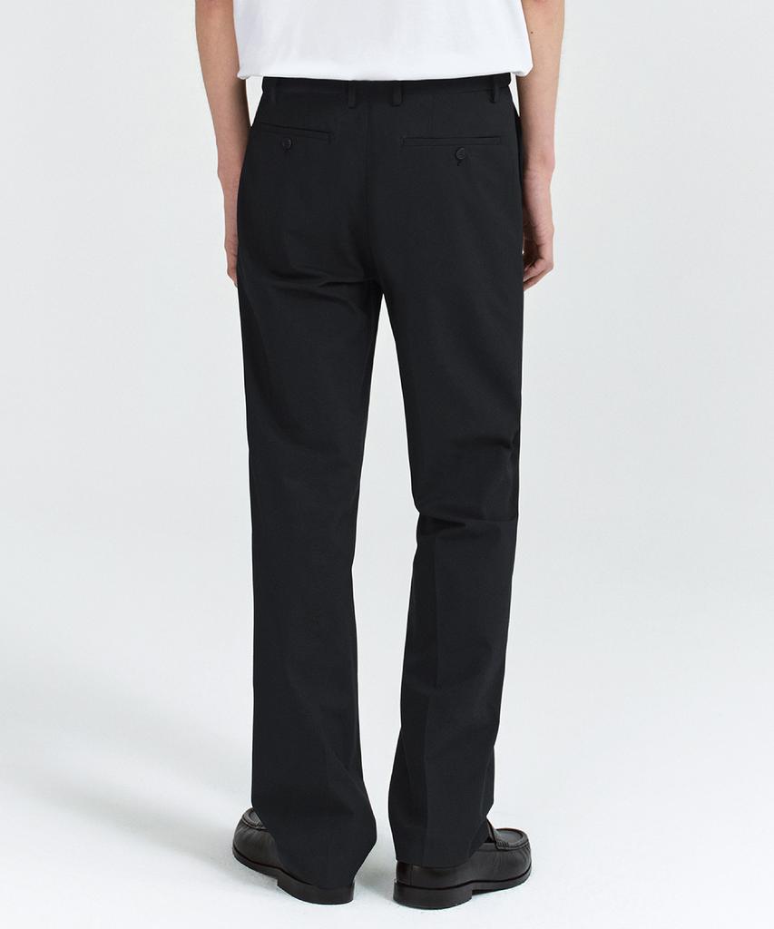 MUSINSA STANDARD [Cooltandard] Semi-Wide Hidden Elastic Waist Slacks [Black]