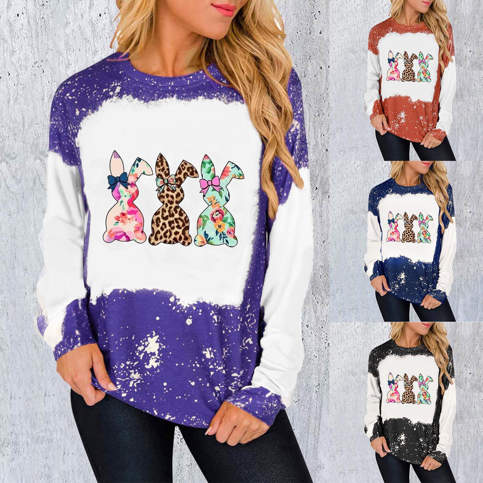 

Женские повседневные свободные топы с круглым вырезом и длинными рукавами с принтом