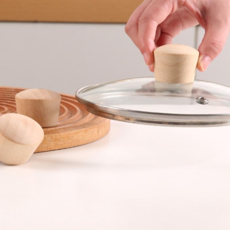 Pot Lid Handle Universal Pot Lid Holding Handle Wood Replaceable Knob Cap Cookware Handgrip Parts Kitchen Accessorie