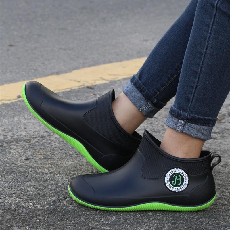 Rain shoes men's new Chelsea fashion short rain boots simple non-slip soft sole low-top women's galoshes