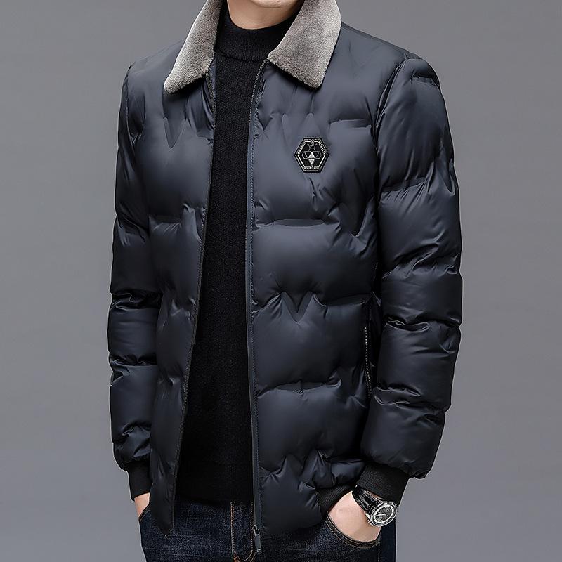 

Зимняя новая модная мужская свободная куртка, хлопковое пальто для папы, повседневное хлопковое пальто с маленьким меховым воротником 5XL