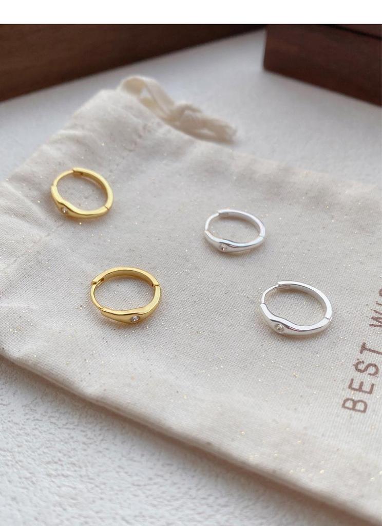 S999 Sterling Silver Zirconia Hoop Earrings for Women - Simple, Versatile, and Luxurious Ear Cuffs, High-End Niche Jewelry In Ins Style.