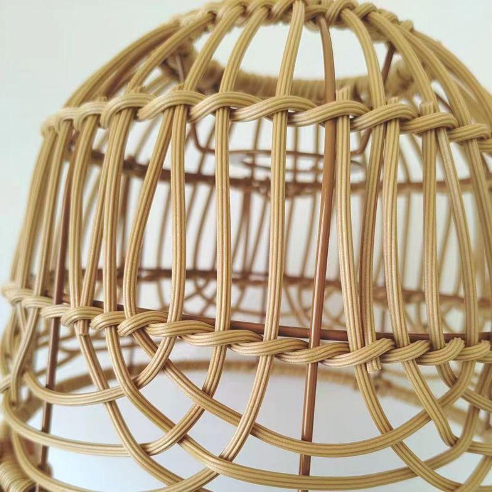 Vintage Simulated Rattan Lamp Cover Plastic Geometric Light Cover Pendant Light Cover  Living Room