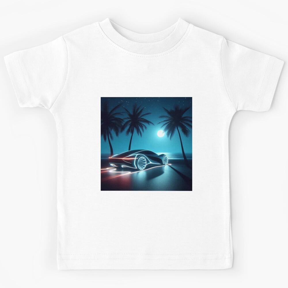 Futuristic Car Moonlit Ride: Drive into Tomorrow Kids T-Shirt 140