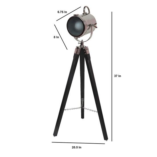 93.98 Cm Black Wooden Tripod Spotlight Industrial Nautical Searchlight for Home, Office, Livingroom, Bedroom, Diningroom Decor