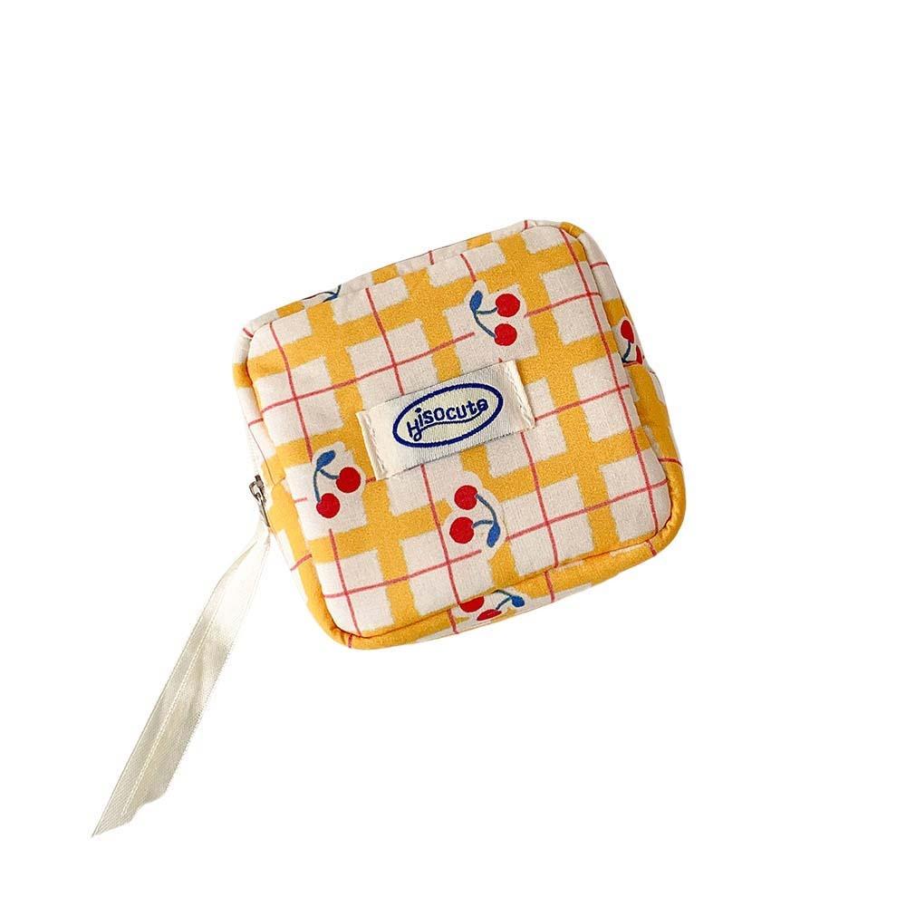 Large Capacity Y2K Cherry Pencil Case Checkered Cartoon Cherry Makeup Bag Korean Pencil Bag  Gifts
