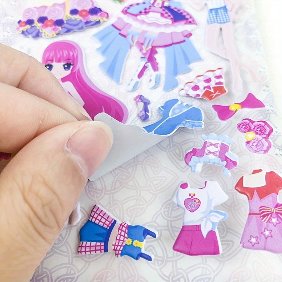 5pcs Girl Dress Up Stickers 3D Mermaids Princess Cute Reusable Puffy Stickers For DIY Craft Birthday Gift ZSY