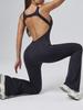 Premium Women's Yoga Suit - Peach Hip-Lifting One-Piece with Flared Pants