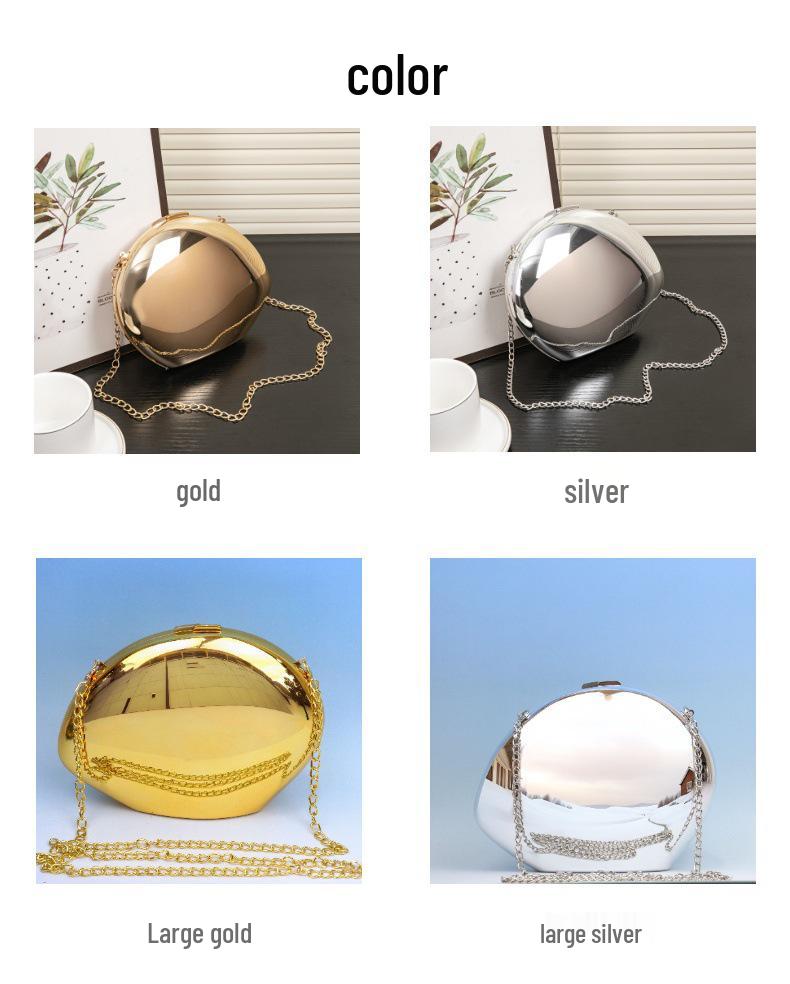 2025 Glänzendes Gold Metallic Gänseei Acryl Clutch