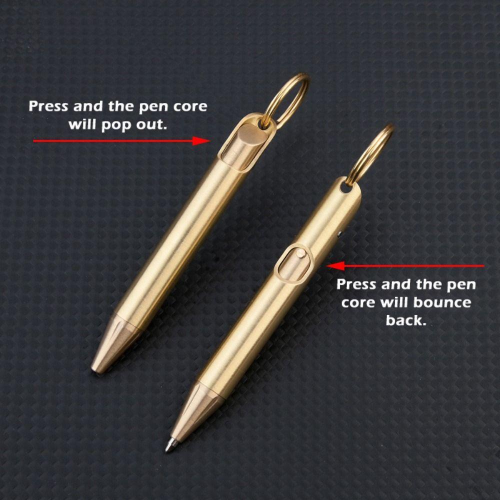 With Keychain Mini Ballpoint Pen Brass Writing Pen New Gel Pen  Outdoor