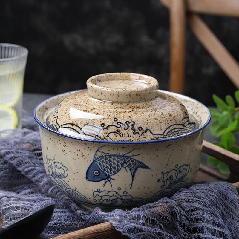 6.5inch Bowl With Lid Ceramic Instant Noodle Bowl For Soup Rice Noodle And Porridge Kitchen Tableware Dropshipping Support