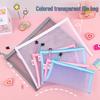 Large Capacity Transparent Nylon Mesh Document Bag - A4 Student and Office Zipper Storage Bag