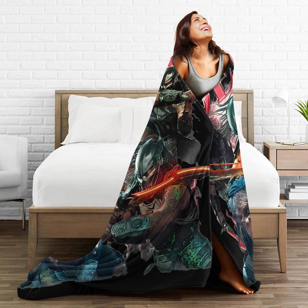 P-Predators Dek Yautja Badlands Fashion Blankets Warrior Movie Fuzzy Throw Fashion Blanket Bed Sofa Rug Piece Lightweight Bedspread Portable